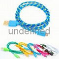 Colour Fabric Braided Micro USB Sync Charger Cable for Samsung S4 S3 HTC