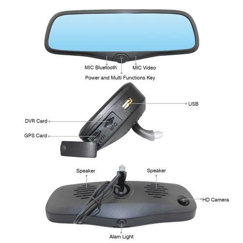 car monitor GPS-5237V car Rearview Mirror car DVR 3