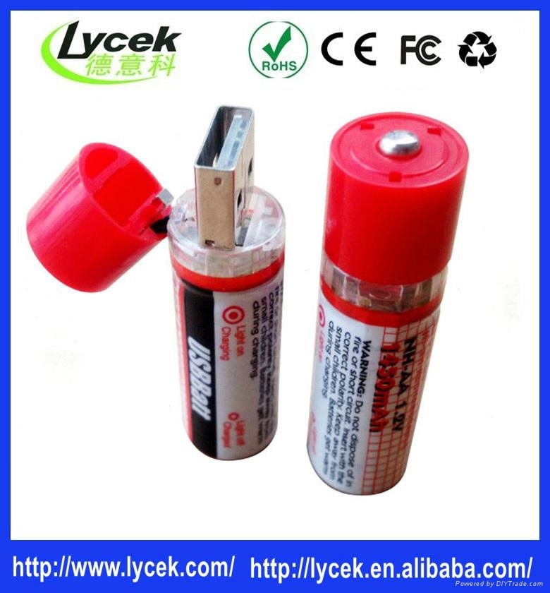 Rechargeable batteries USB port charger battery 1.2v 1450mah 4