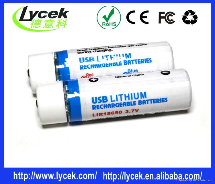 USB Lithium Rechargeable Battery 18650 Li-ion Batteries 3.7V USB Charger 2