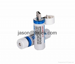 USB Rechargeable Batteries 18650 3.7V usb battery with LED Lights