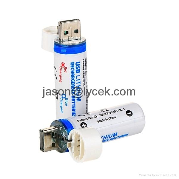 USB Rechargeable Batteries 18650 3.7V usb battery with LED Lights 5
