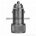 2015 New Stainless Steel Aluminium Dual USB Car Charger 2