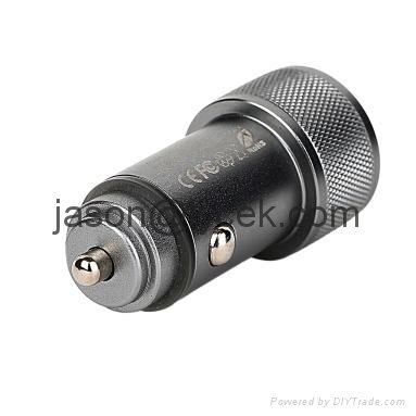 2015 New Stainless Steel Aluminium Dual USB Car Charger 3