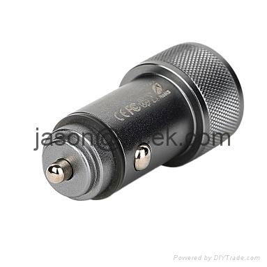 High quality Aluminum Travel Auto 5V 3.4A Dual USB Car Charger 4