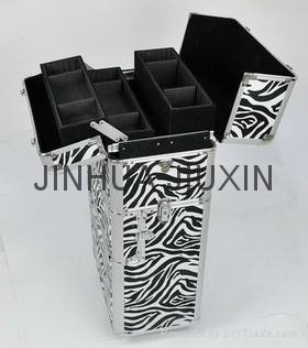 Professional Rolling Train Cosmetic Makeup Case Zebra Design