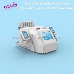 Portable anti-obesity  dual cryo handles + lipo laser body slim machine CRYO3
