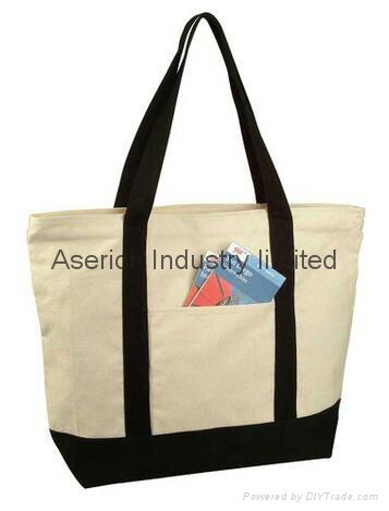 Heavy Duty Cotton Canvas Tote Bag with zipper