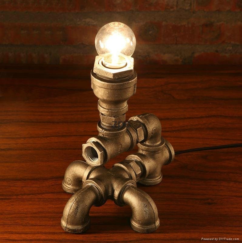 Loft Retro Characteristic decorative waterpipe creative table lamps  3