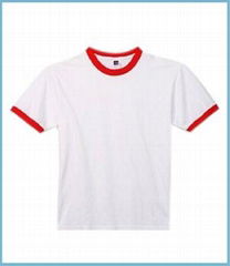 Rib round collar T-shirts (get) hitting scene