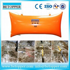 Air pushing bags for quarrying