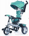 Baby stroller safety tricycle with adjustable push handle and sporty pedals