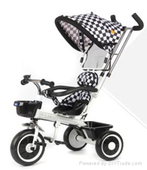 Baby stroller safety tricycle with adjustable push handle and sporty pedals 3