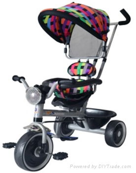 Baby stroller safety tricycle with adjustable push handle and sporty pedals 4