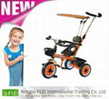 Baby tricycle with roof and adjustable push bar 1