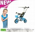 Baby tricycle with roof and adjustable push bar 3
