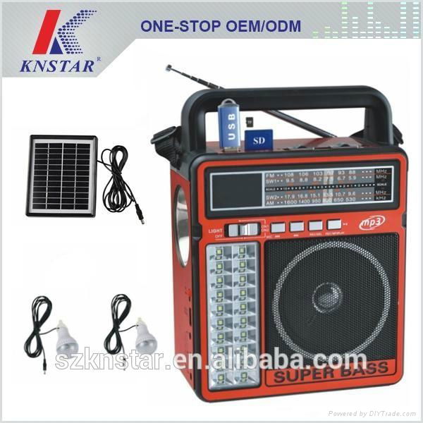 Solar power radio with usb sd slot and led torch 