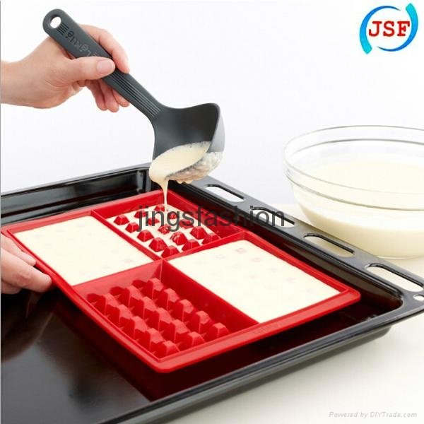 Red Silicone Square Waffle Mold Perfect Home Products Baking Molds 3