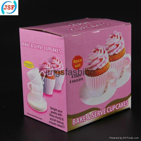 Pink Silicone Teacup Cupcake Mold Set of 8pcs 4