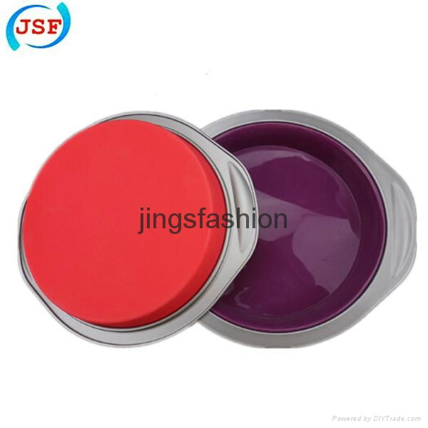 High Quality Iron Spray Teflon FDA Silicone Round Cake Baking Pan 2