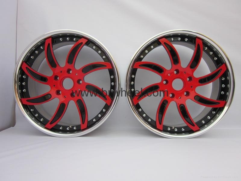 3 piece forged wheels for Porsche cayenne 955 957 958 spinning rims Red black  2