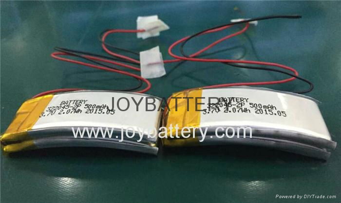 322045-2P 3.7V 500mAh Rechargeable Lipo Curved Battery  2