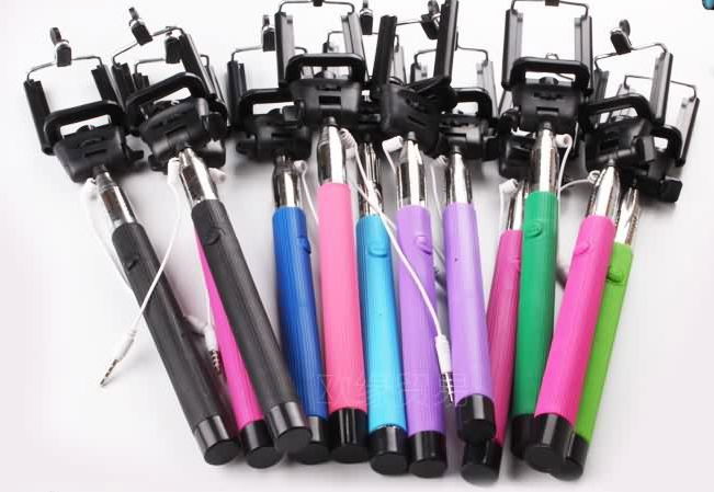 high quality stainless steel portrait wired foldable handheld selfie stick 3