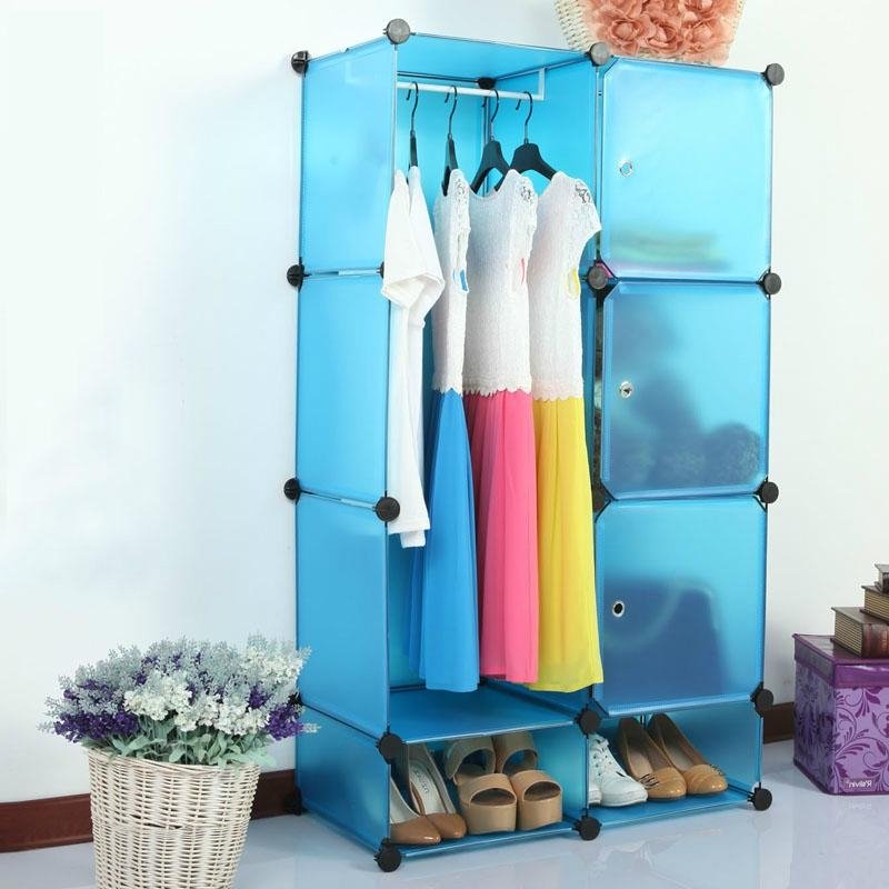Blue plastic interlocking storage shelf with Many Colors Available  2
