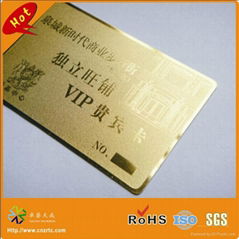 CR80 credit card size special frosted surface effect gold metal vip card(0.3mm/0