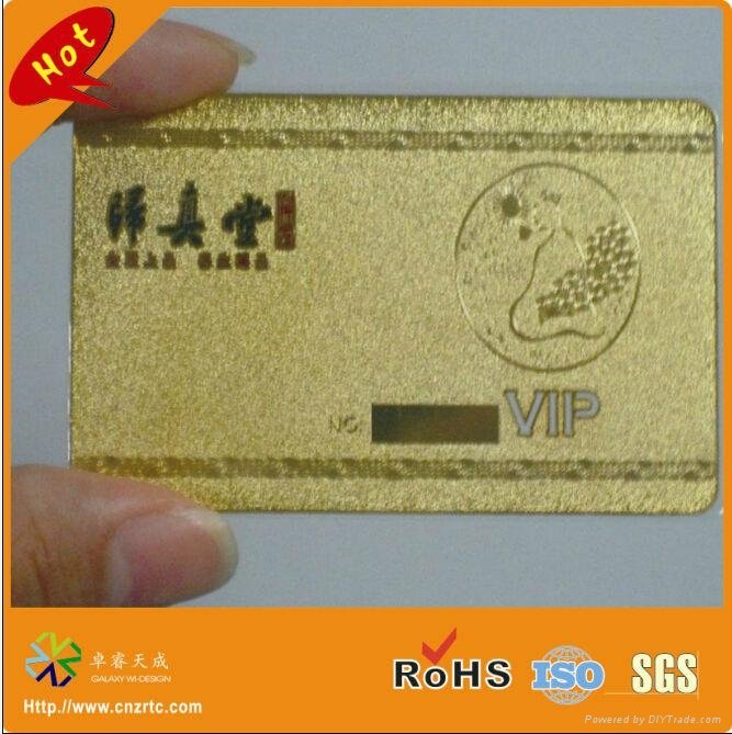 words embossed metal material frosted gold metal card for vip metal card
