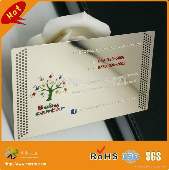 hot selling with hole cutting through stainless steel metal business card