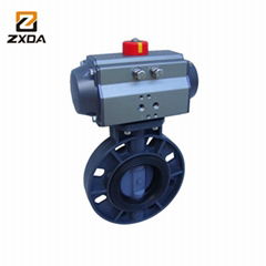 Double acting wafer type pneumatic PVC butterfly valve