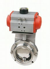 Pneumatic sanitary welded butterfly valve