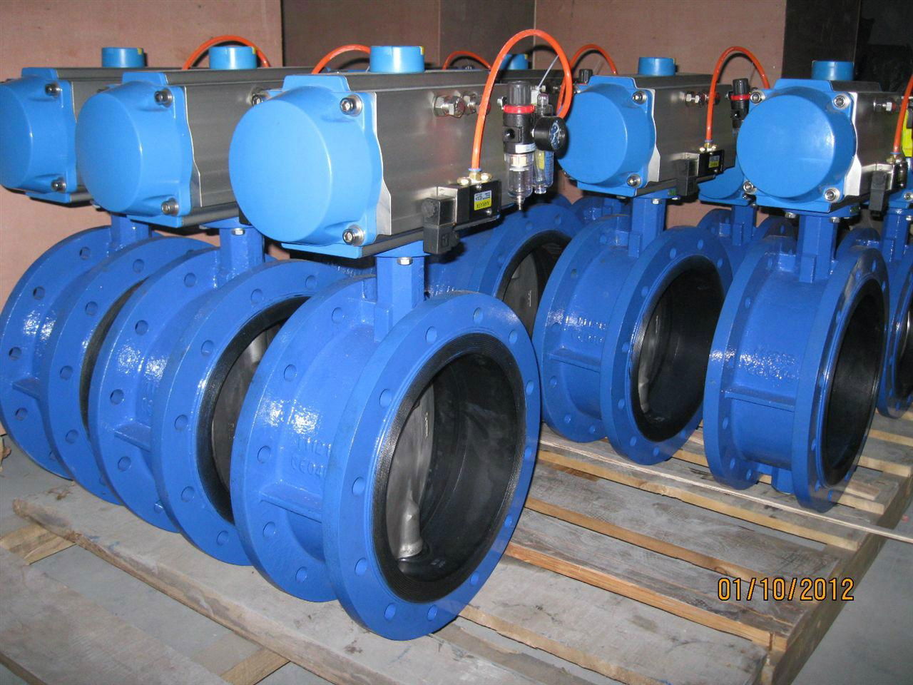 water treatment soft seat pneumatic flanged butterfly valve 3