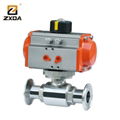 Sanitary Ball Valve with Double acting or Spring return Pneumatic actuator