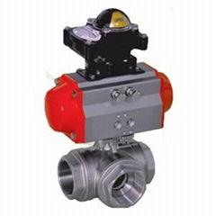 Pneumatic threaded 3 way ball valve t type ball valve  