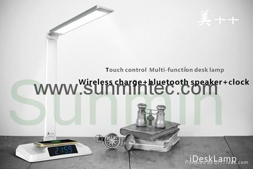  Bluetooth Speaker, Radio, Alarm clock, wireless charge USB Smart Desk Lamp, Ste 2