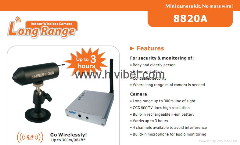 2.4GHz Handheld Mini Wireless Camera Kit Li-ion Battery Embedded Camera 4