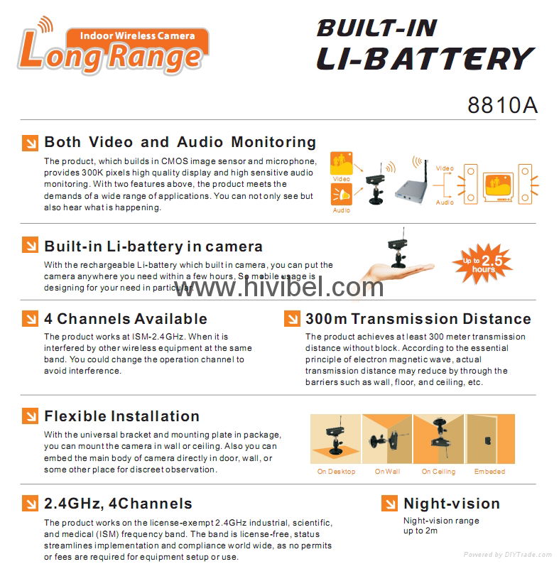 Mini wireless transmitter and receiver 300m mini handheld camera 4