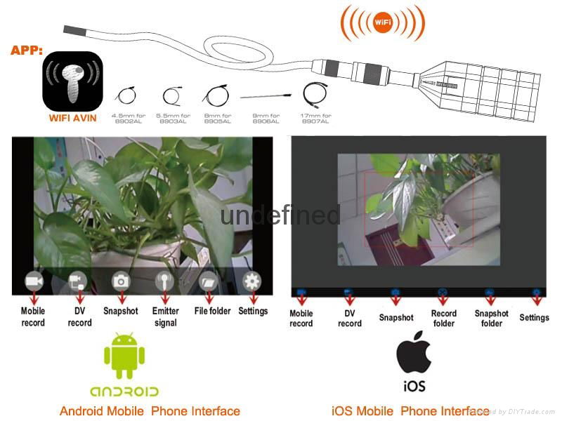 HVB 2.4Ghz Wireless inspection tool video snake camera 3