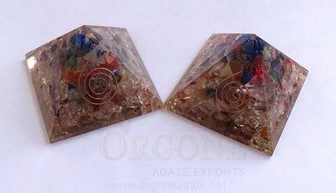 Multi Gemstone Orgone Chakra Pyramid | Orgonite Gemstone Pyramid | Orgone 