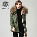 Real fur parka with fur lining and removeable fur collar 3