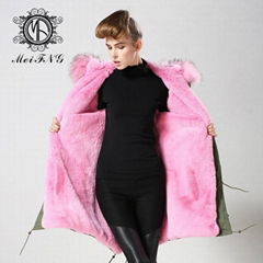 2015 newest design fur coat with natural fur liner