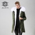 Long fur jacket with real raccoon fur for women 2