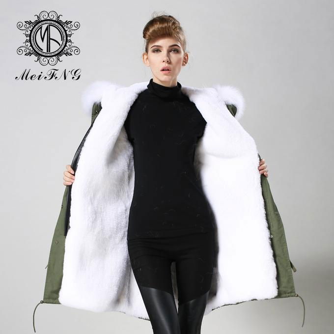 Long fur jacket with real raccoon fur for women 3