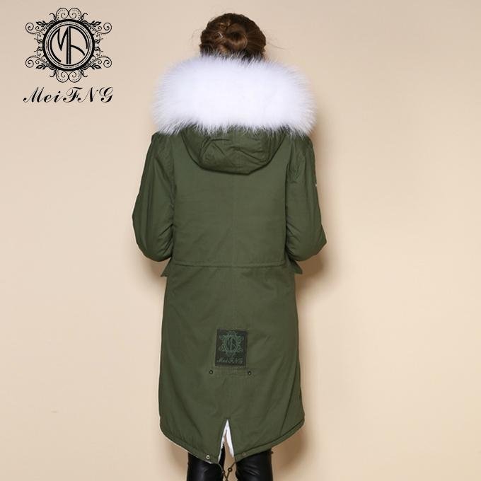 Long fur jacket with real raccoon fur for women 4