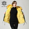 Mr&Mrs fox fur lining coat with removeable fur hooded 4