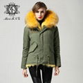 Mr&Mrs fox fur lining coat with removeable fur hooded 3