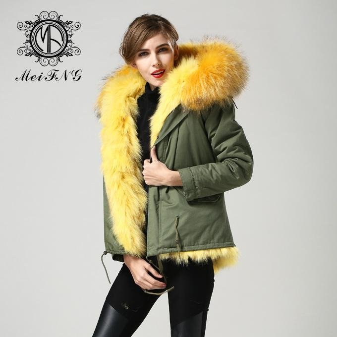 Mr&Mrs fox fur lining coat with removeable fur hooded 5