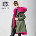 2015 real raccoon fur women fur wear,long fur coat with thick fur lining 1